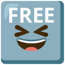 grinning squinting face and FREE button