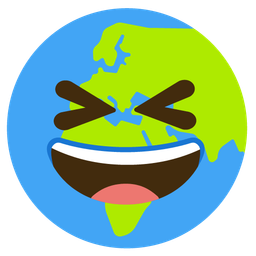 grinning squinting face and globe showing Europe-Africa