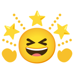 grinning squinting face and glowing star