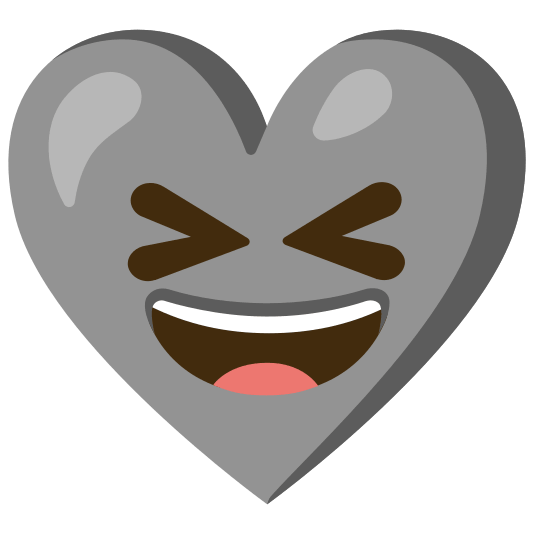 Grinning squinting face and Grey heart