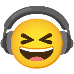 grinning squinting face and headphone