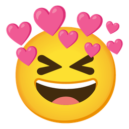 grinning squinting face and heart with arrow