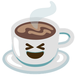 grinning squinting face and hot beverage