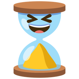 grinning squinting face and hourglass done