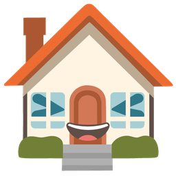 grinning squinting face and house