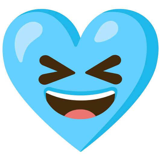 Grinning squinting face and Light blue heart