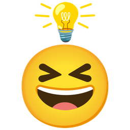 grinning squinting face and light bulb