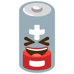 grinning squinting face and low battery