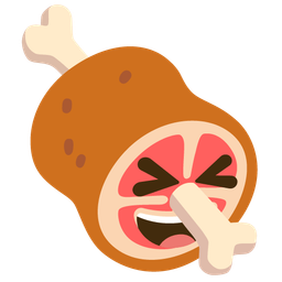 grinning squinting face and meat on bone