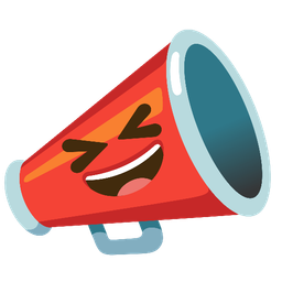 grinning squinting face and megaphone