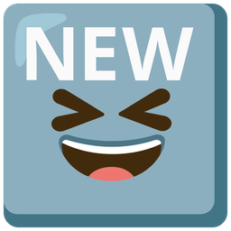 grinning squinting face and NEW button