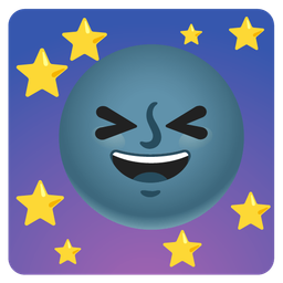 grinning squinting face and new moon face