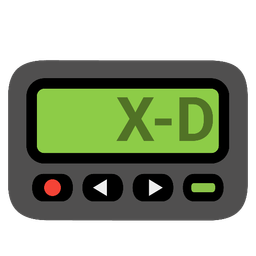 grinning squinting face and pager