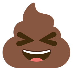 grinning squinting face and pile of poo