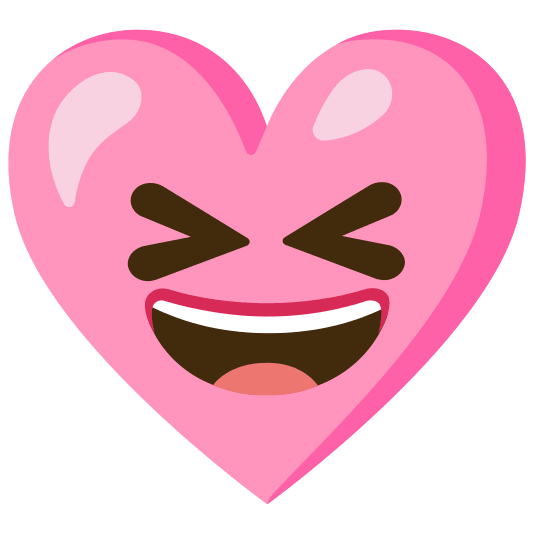 Grinning squinting face and Pink heart