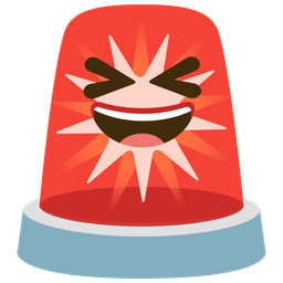 grinning squinting face and police car light