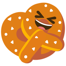 grinning squinting face and pretzel