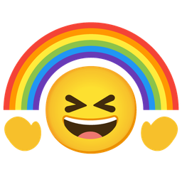 grinning squinting face and rainbow