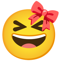 grinning squinting face and ribbon