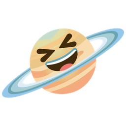 grinning squinting face and ringed planet