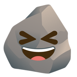 grinning squinting face and rock