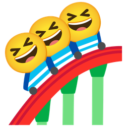 grinning squinting face and roller coaster