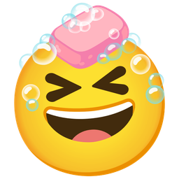 grinning squinting face and soap