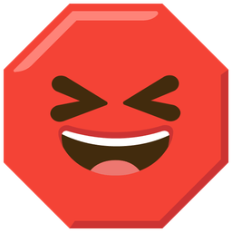 grinning squinting face and stop sign