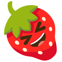 grinning squinting face and strawberry
