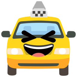 grinning squinting face and taxi
