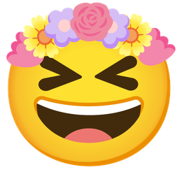 grinning squinting face and tulip