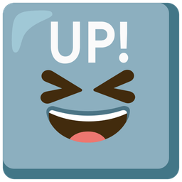 grinning squinting face and UP! button