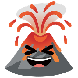 grinning squinting face and volcano