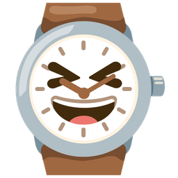 grinning squinting face and watch