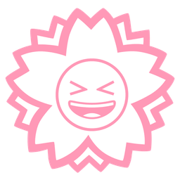 grinning squinting face and white flower