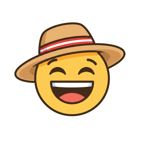 Grinning squinting face and Woman’s hat