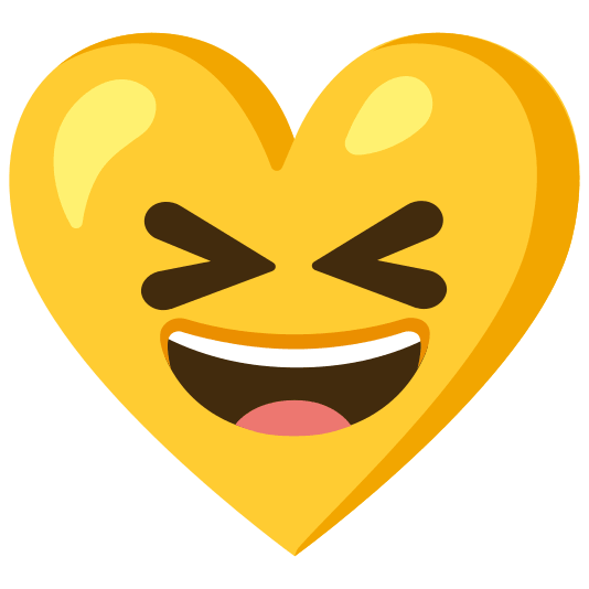 Grinning squinting face and Yellow heart