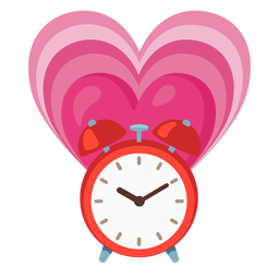 growing heart and alarm clock