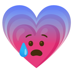 growing heart and anxious face with sweat