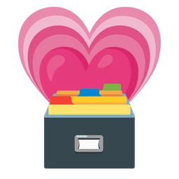 growing heart and card file box