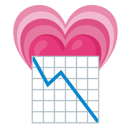 growing heart and chart decreasing
