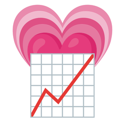 growing heart and chart increasing