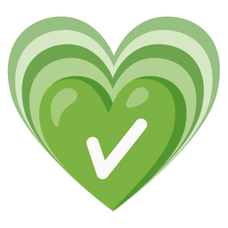 growing heart and check mark button