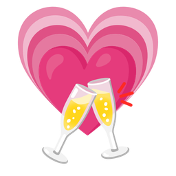 growing heart and clinking glasses