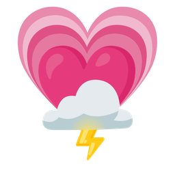 growing heart and cloud with lightning