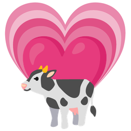 growing heart and cow face