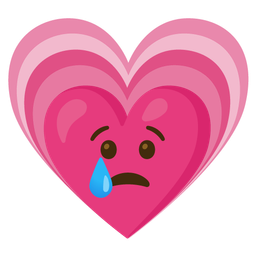 growing heart and crying face