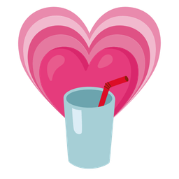 growing heart and cup with straw