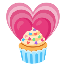growing heart and cupcake