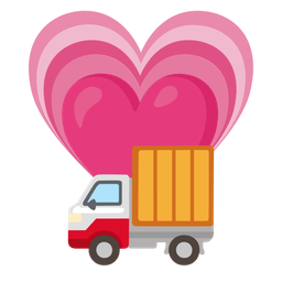 growing heart and delivery truck